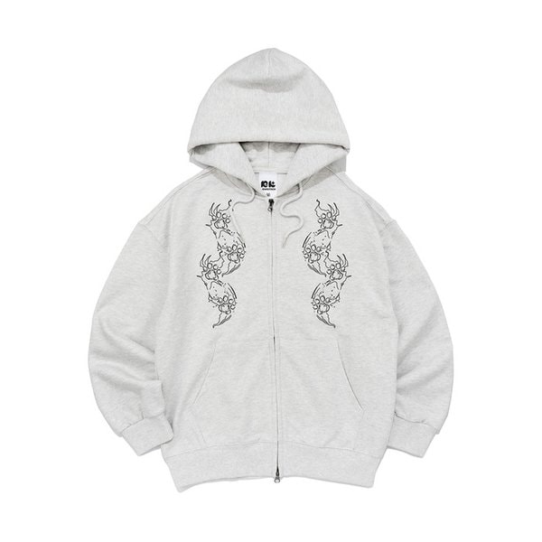 CAT FOOTPRINT GRAPHIC HOOD ZIP-UP (LIGHT MELANGE)