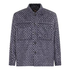 UMC013K01L2307004 WHITE AND BLUE WOOL AND SILK BLEND SHIRT