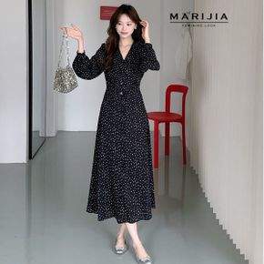 러블리 도트 브이넥 롱 원피스 MOPC15067_P435546498