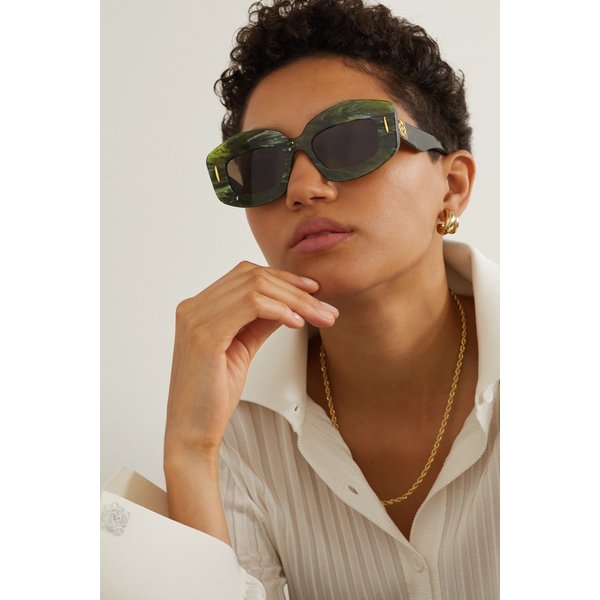 스크린 스퀘어 프레임 마블 아세테이트 선글라스 그린 1647597321576376