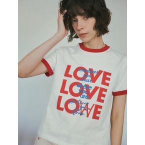 A3442 LOVE ringer T-shirt_White/Red