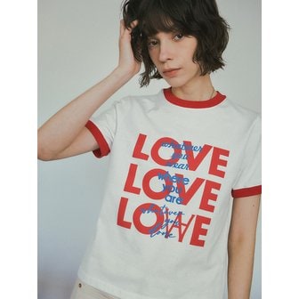 반원 아틀리에 A3442 LOVE ringer T-shirt_White/Red