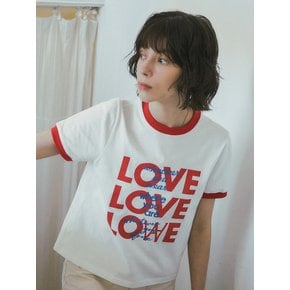 A3442 LOVE ringer T-shirt_White/Red