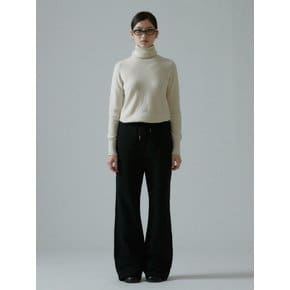 String Wide Pants-black