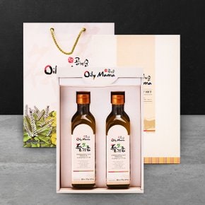 [9/12(목)오전9시 주문마감][웰굿]국내산 생들기름 선물세트 2호(생들기름300ml x 2)(+선물박스,쇼핑백)