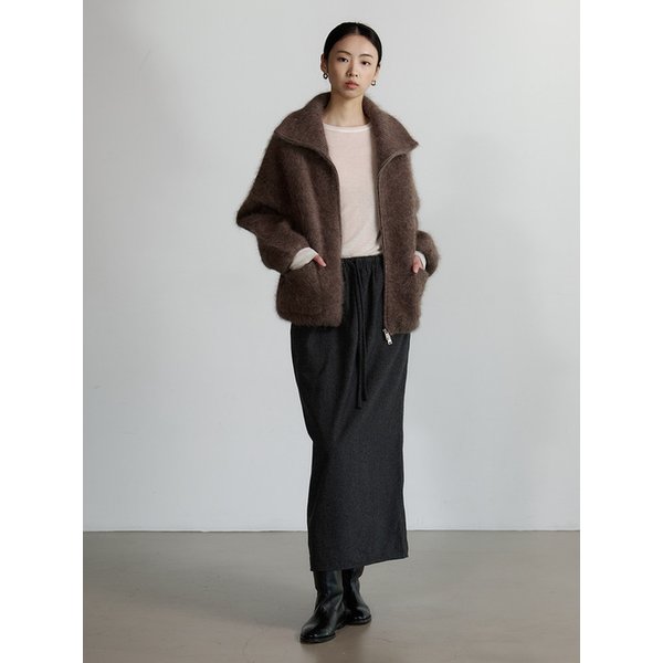 앙고라 투웨이 집업 가디건 - MOCHA