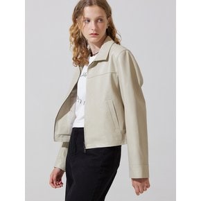 Iden stitch leather jacket - creambeige