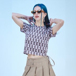 브라운 체크 크롭 티셔츠 BROWN CHECK CROP TSHIRTS