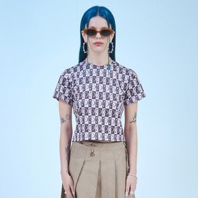 브라운 체크 크롭 티셔츠 BROWN CHECK CROP TSHIRTS