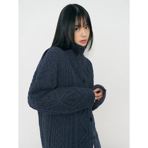 Turtleneck Two Buttons Cardigan C8 Dark Navy
