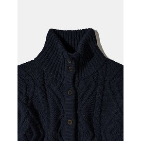 Turtleneck Two Buttons Cardigan C8 Dark Navy