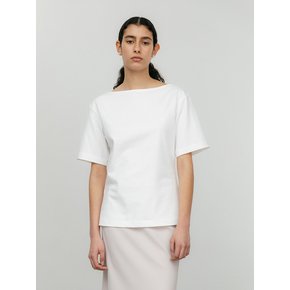 Boat Neck T-shirt-white