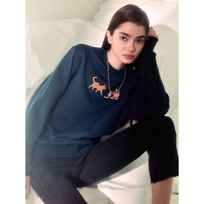 Gem in dream pixel embroidered sweatshirt light navy Unisex