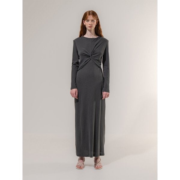 CHARCOAL DRAPED TWIST DRESS