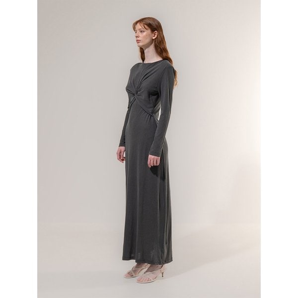 CHARCOAL DRAPED TWIST DRESS