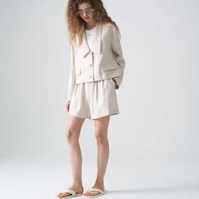 Single-breasted linen cropped jacket_Beige