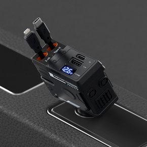 4in1 차량용 충전기 시거잭 120W 초고속 핸드폰 충전기 릴타입