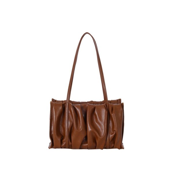 SHIRRING SQUARE SHOULDER BAG TAN BROWN