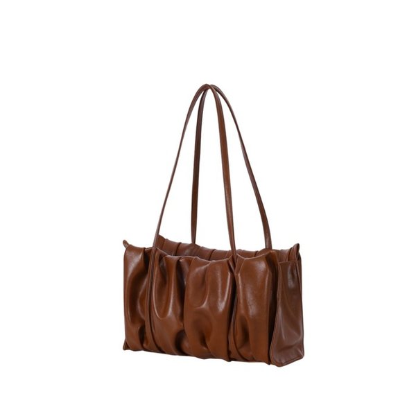 SHIRRING SQUARE SHOULDER BAG TAN BROWN