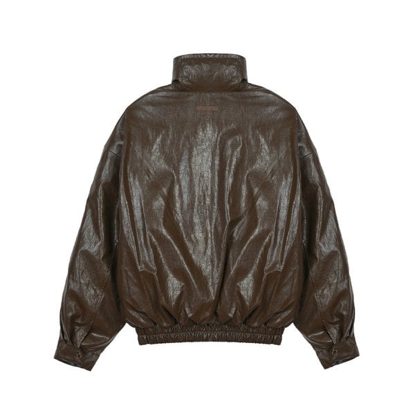 CRINKLE FAUX LEATHER PADDING_BROWN