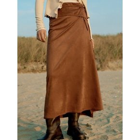 Suede wrap skirt _ brown