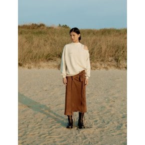 Suede wrap skirt _ brown