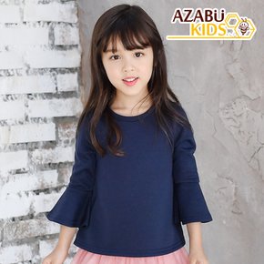 플레어 소매 티 아동 여아 긴팔 라운드 티셔츠