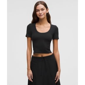 40% ▼ 스무드 앤 리브드 Nulu™ 스쿱 넥 T - BLK