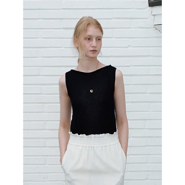 Paper Rolled Sleeveless Knit (Black)