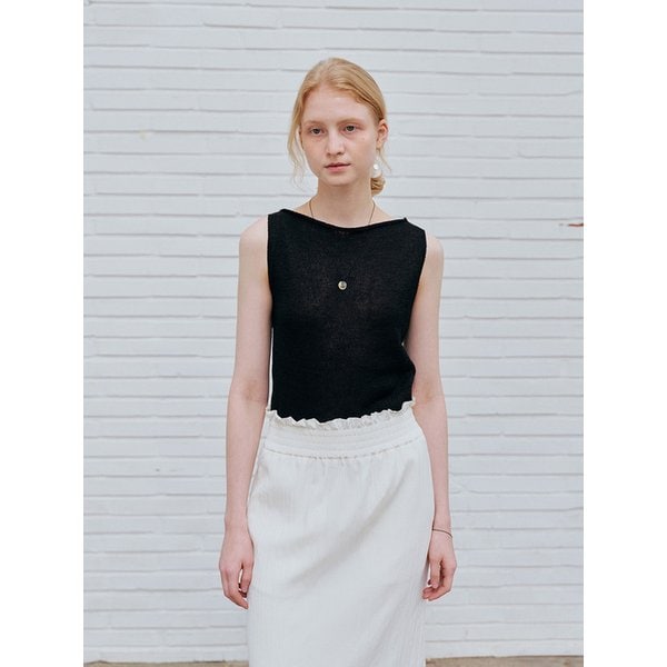 Paper Rolled Sleeveless Knit (Black)
