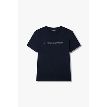 EMPORIO ARMANI 남성 프론트 로고 라운지 티셔츠 (0815114004)