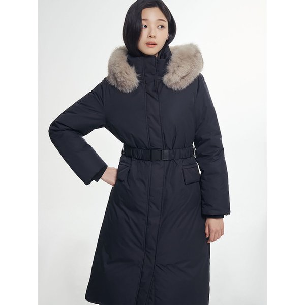 퍼 후드 롱기장 다운 점퍼  블랙 (BF5Y38C055)