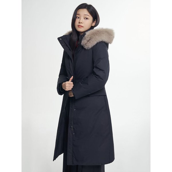 퍼 후드 롱기장 다운 점퍼  블랙 (BF5Y38C055)