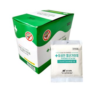 유성진 멸균거즈 7.5cm x 7.5cm 1통 100매 개별포장 접은 가아제 위생용품 소독 드레싱 가제