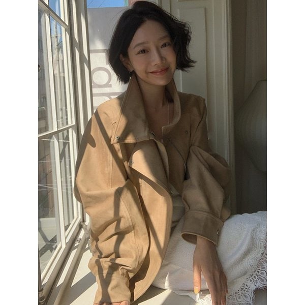 TIS LAYERED SUEDE BOMBER JACKET_BEIGE