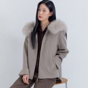 (2컬러) 피어로즈 캐시혼방 폭스퍼 후드 핸드메이드 코트 LCLCPB94