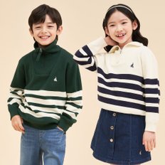 *시즌오프30%*[BEANPOLE KIDS] 24SS 스트라이프 반집업 스웨터 (2종 택1)