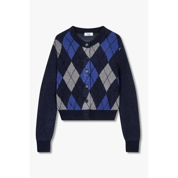 아가일패턴 라운드넥 가디건 9105451123056