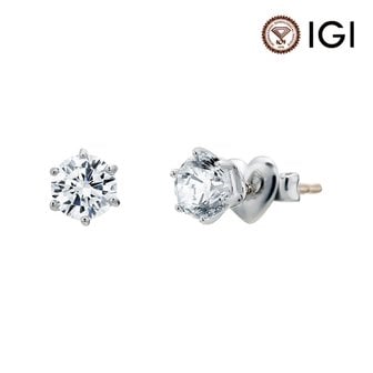 한국금다이아몬드 3부 랩 다이아몬드 귀걸이 6프롱 IGI D VS1 14K