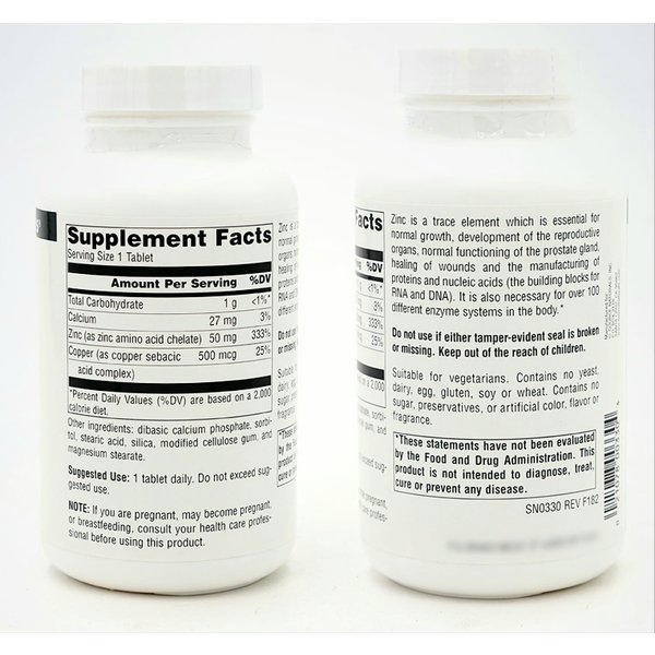 소스 내추럴스 징크 아연 50mg 250타블렛 소스내추럴 아연