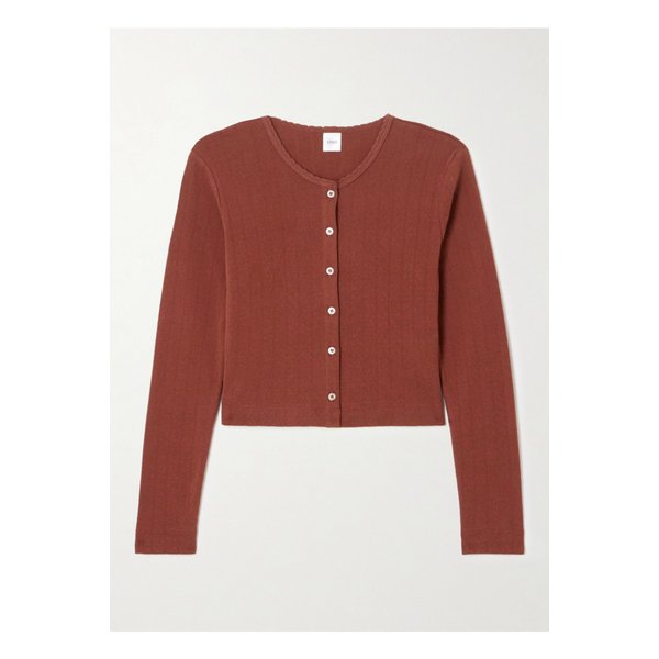 리셋 스캘럽 포인텔 니트 코튼 가디건 레드 46376663162928878