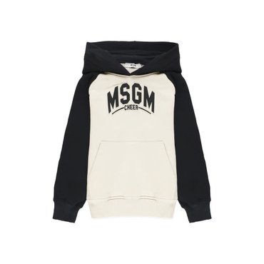 MSGM 24FW 키즈 여성 후드티 크림/블랙 F4MSJBHS225 01305