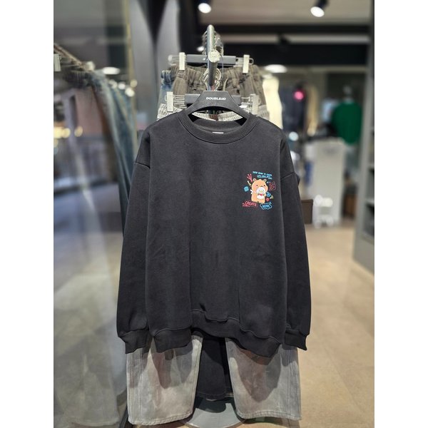 [시흥점] 기모 카피바라 세미오버핏 맨투맨(남여공용)/JGZZ22B27BK