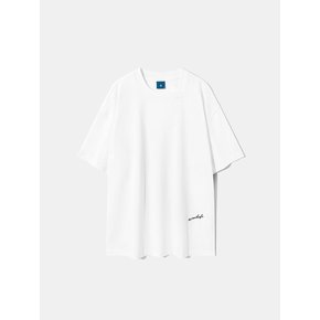 Curved Neck Logo Short Sleeve T-shirt T75 White