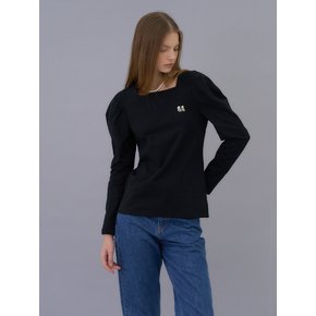 Square-neck volume sleeve t-shirts (black)