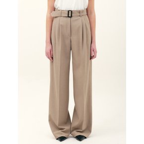 belted wide leg pants_sand beige