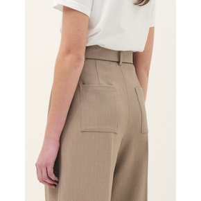 belted wide leg pants_sand beige