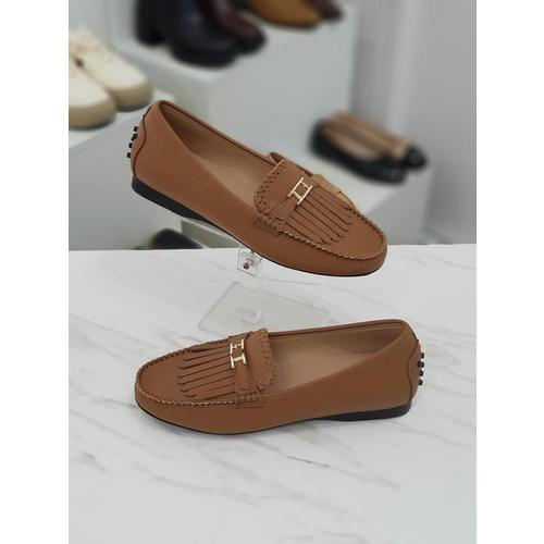 가죽 골드장식 캐주얼 단화 플랫 여성로퍼 슈즈 1.5cm(1)