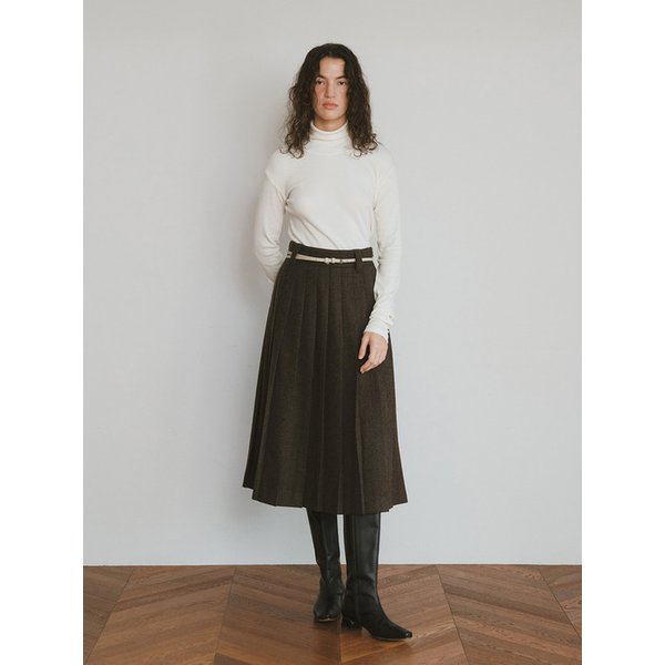 TVW WOOL PLEATS MID SKIRT_2COLORS
