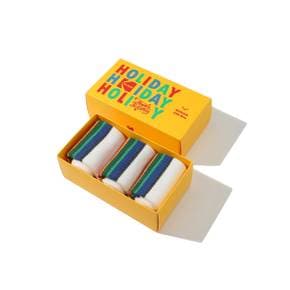 [공식](정상가 : 24,900원) 레인보우 스트라이프 크루 삭스 3PC WHITE